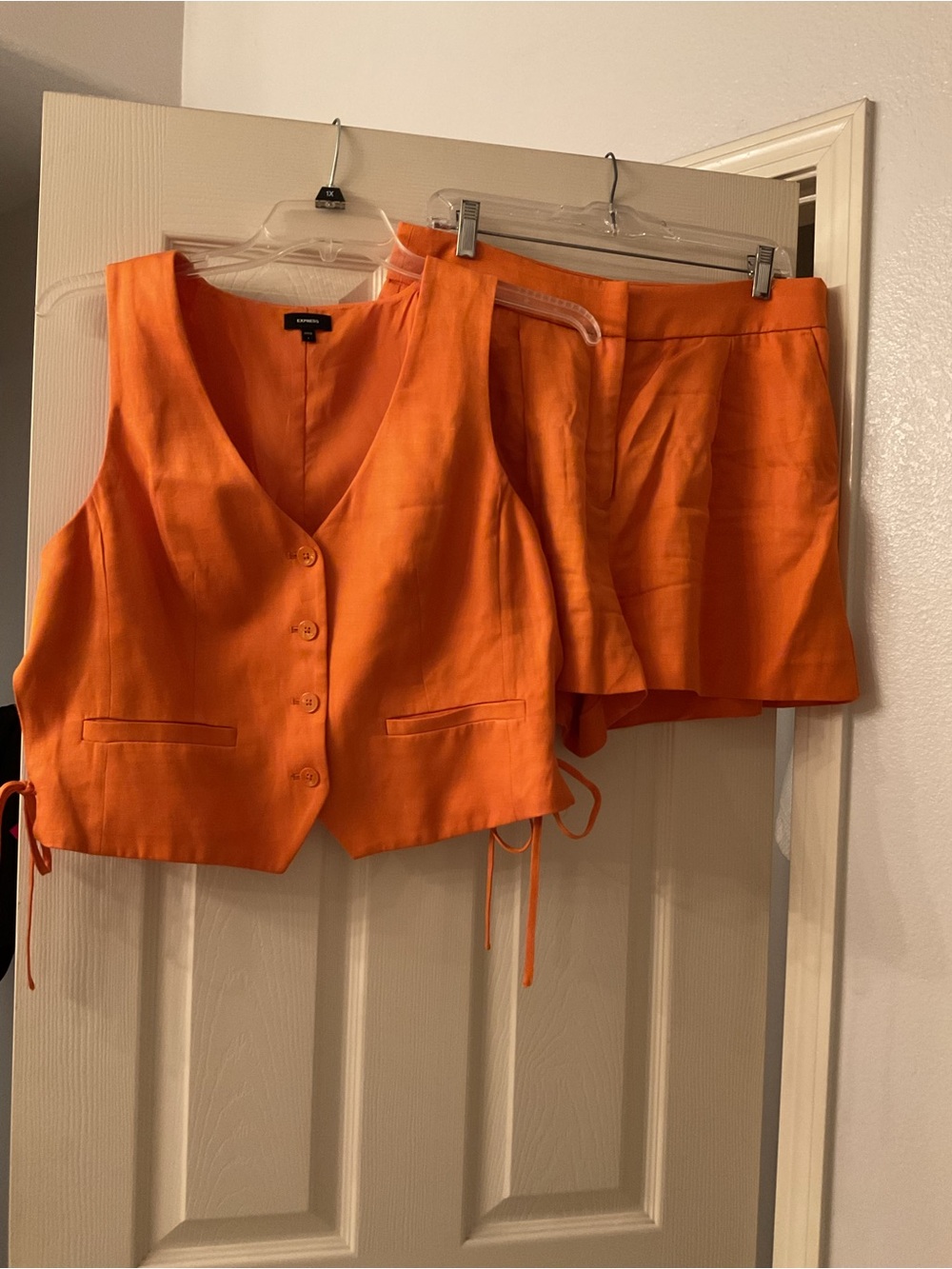 Express Vibrant Orange Two-Piece Vest and Skort Set
